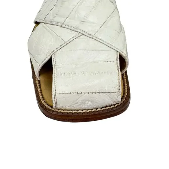 Studio Belvedere‎ White Eel Leather Slingback Sandals 9 Western Hand Made Unique - Picture 15 of 15